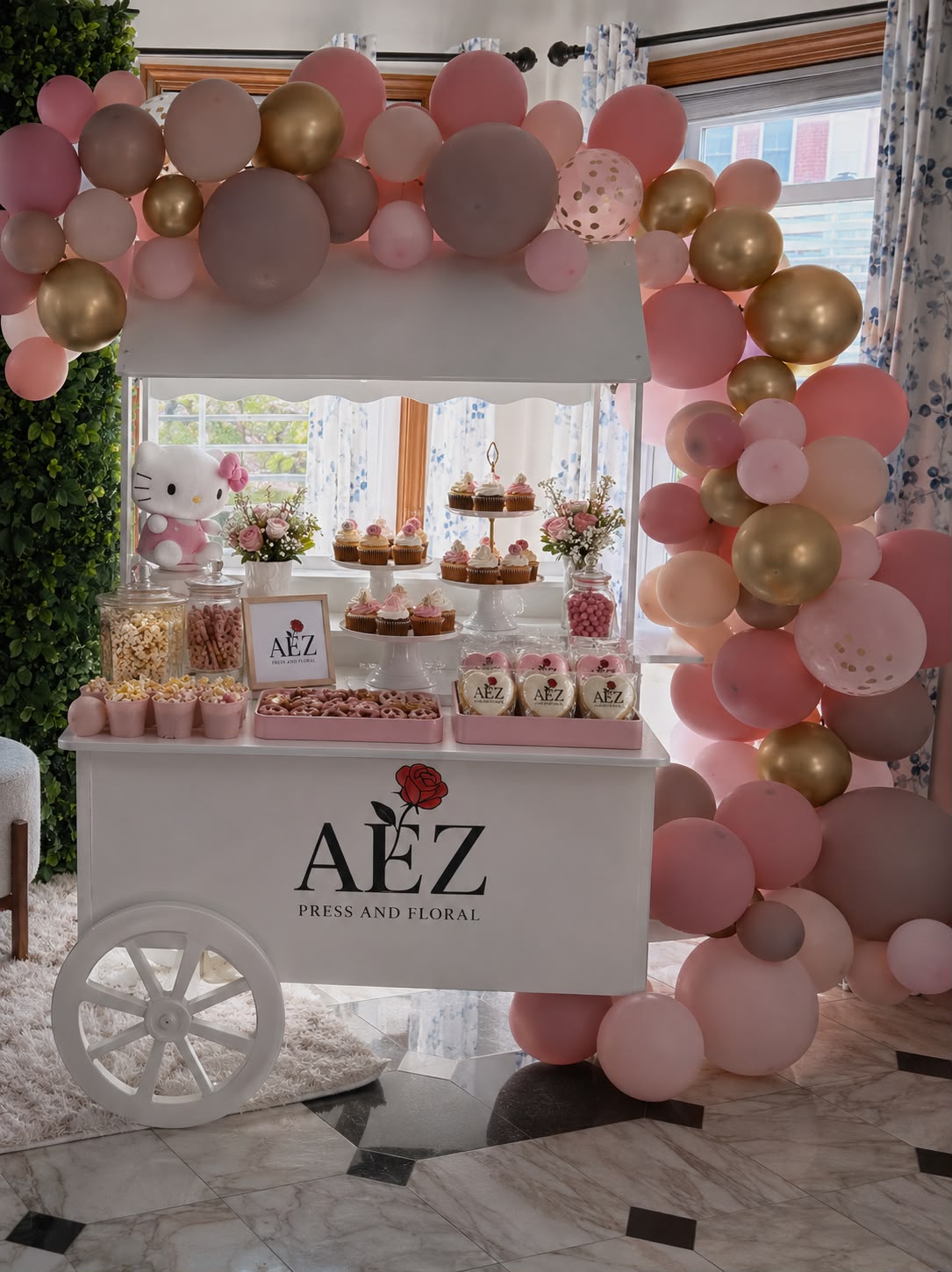 Birthday decor candy cart